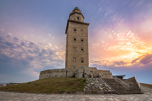 Tower of Hercules, the almost 1900 years old and rehabilitated in 1791, 55 metres tall structure is the oldest Roman lighthouse in use today and overlooks the Atlantic coast of Spain from A Coruna.