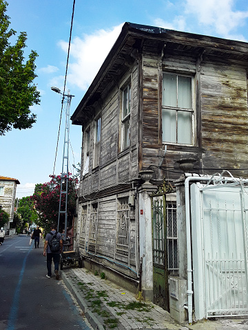 An old wooden Greek house in Buyukada, Istanbul, Turkey. August 23, 2022.