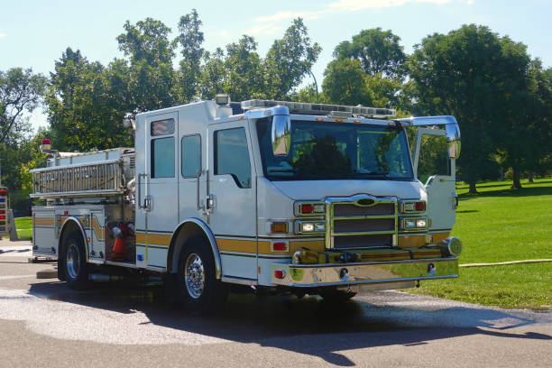 Fire truck and crew at the park