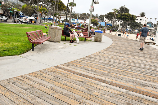 June 8, 2022, Laguna Beach, California. The boardwalk stands ready and waiting for all.