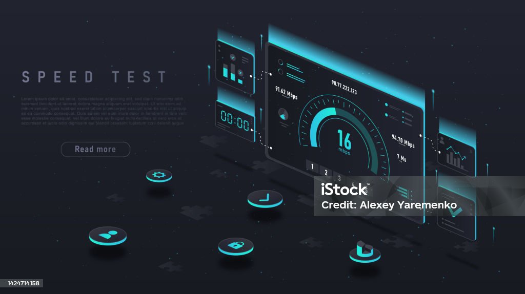 Loading Speed Test Stock Illustration - Download Image Now - Isometric ...