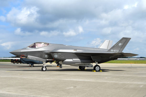 Japan Air Self-Defense Force Lockheed Martin F-35A Lightning II stealth multirole fighter. Aomori Prefecture, Japan - September 11, 2022:Japan Air Self-Defense Force Lockheed Martin F-35A Lightning II stealth multirole fighter. misawa japan stock pictures, royalty-free photos & images