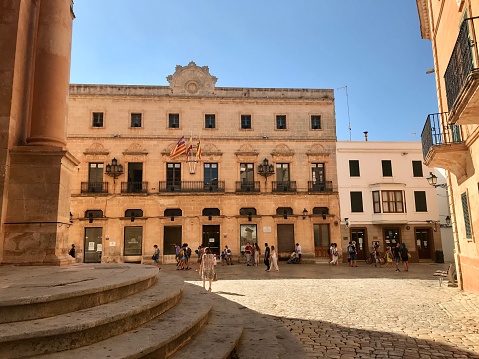 Spain - Menorca - Ciutadella de Menorca - little street un the old town - square of the cathedral
