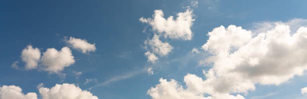 istock Panoramic background of bright beautiful sky with clouds for design 1424733365