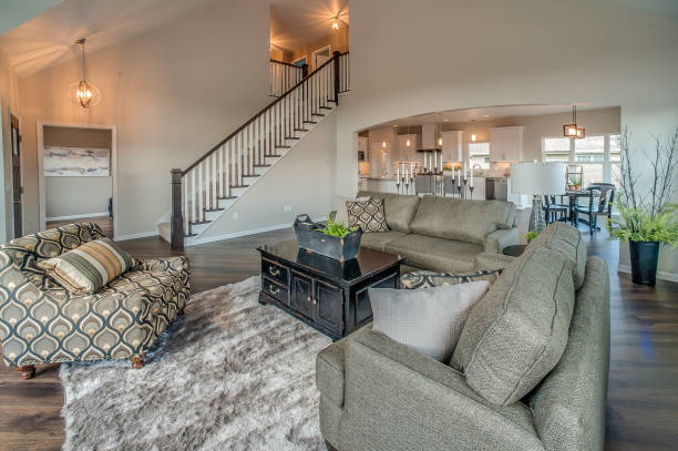 istock Long staircase in great room 1424736305