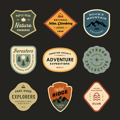Carefully-made custom vectors, inspired by mid-century badges and patch designs.