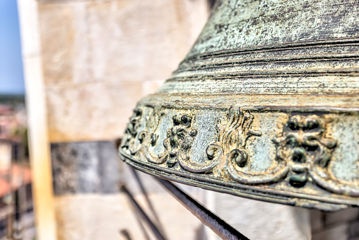 Pisa, Italy - July 24, 2022: Architectural details of the leaning tower of Pisa