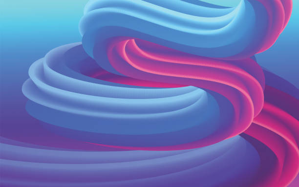 istock Beautiful minimalist background with a spinning line. Volumetric rainbow wave 1424755698