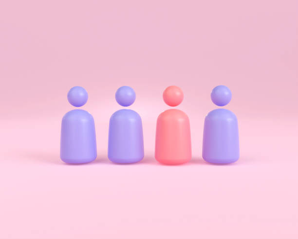 istock 3d render finding employee and workers on the job. leadership red people successful team symbol. partnership person concept. Human Resources and Recruitment. 3d rendering illustration minimal style. 1424762713