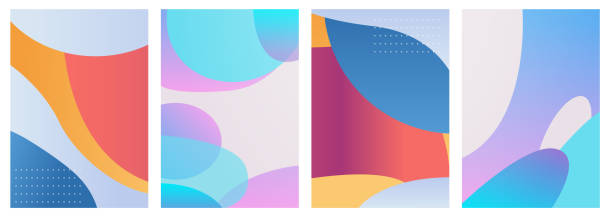 set of minimalist handdrawn abstract fluid shape - 有顏色的背景 幅插畫檔、美工圖案、卡通及圖標