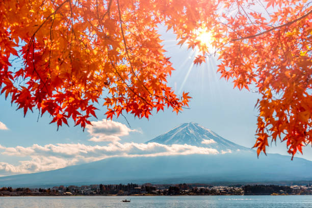 Mount Fuji Mount Fuji in Autumn winter sunrise mountain snow stock pictures, royalty-free photos & images