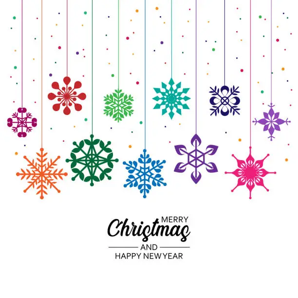 Vector illustration of Christmas snowflake shape hanging ornate banner pattern for design