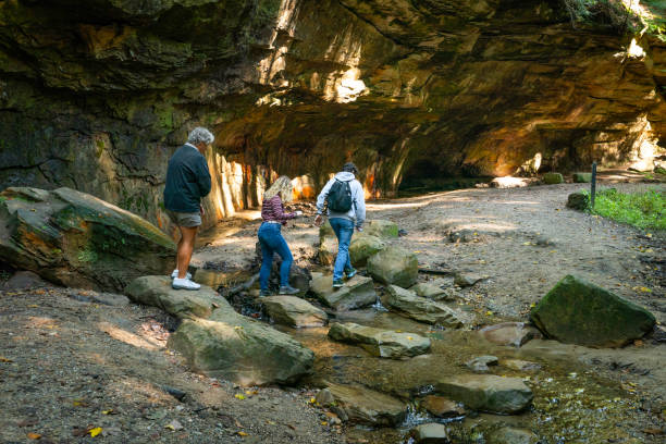Crossing rocks at Turkey Run State park, IN