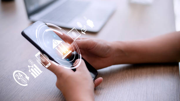 istock Online banking concept with person using a smartphone 1424793751