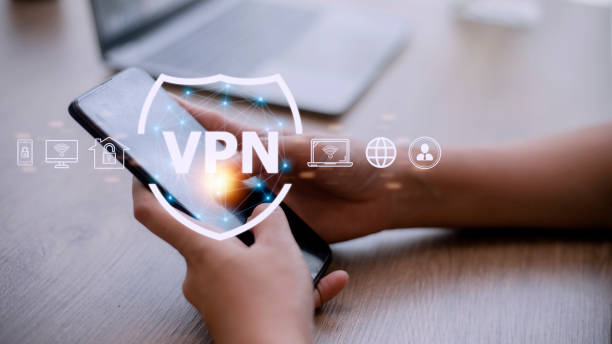 vpn secure connection concept. person using virtual private network technology to create encrypted tunnel to remote server on internet to protect data privacy or bypass censorship - computer software tunnel data technology imagens e fotografias de stock