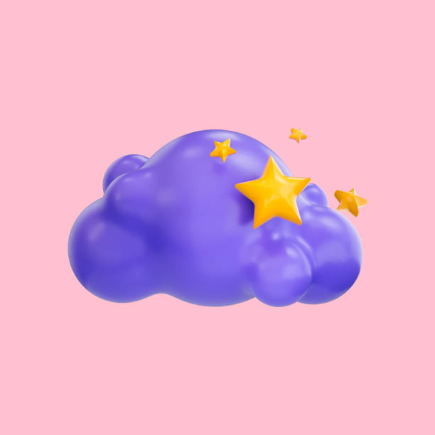 istock realistic cartoon look cloud night star weather icon 3d render concept for 1424800049
