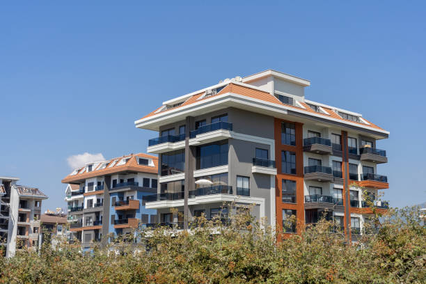 istock Residential area with apartment buildings. 1424800120
