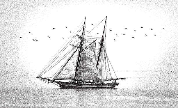 Retro-style illustration of a tall ship