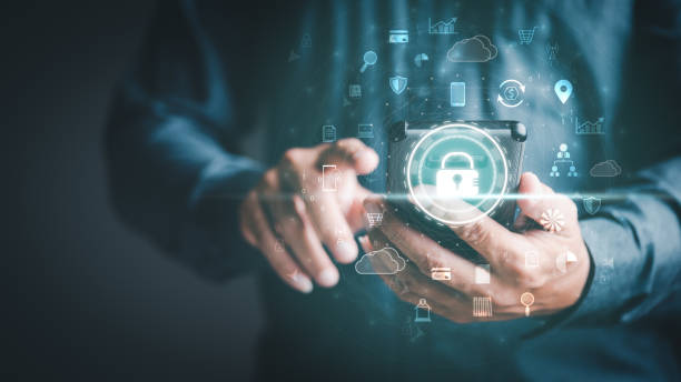 istock Businessmen use smartphones to connect data through authentication and privacy devices, online security protection technology, password authentication and cybersecurity 1424803133