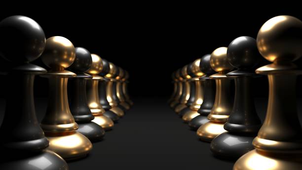istock Different chess pieces pawns. Concept business background 1424808720