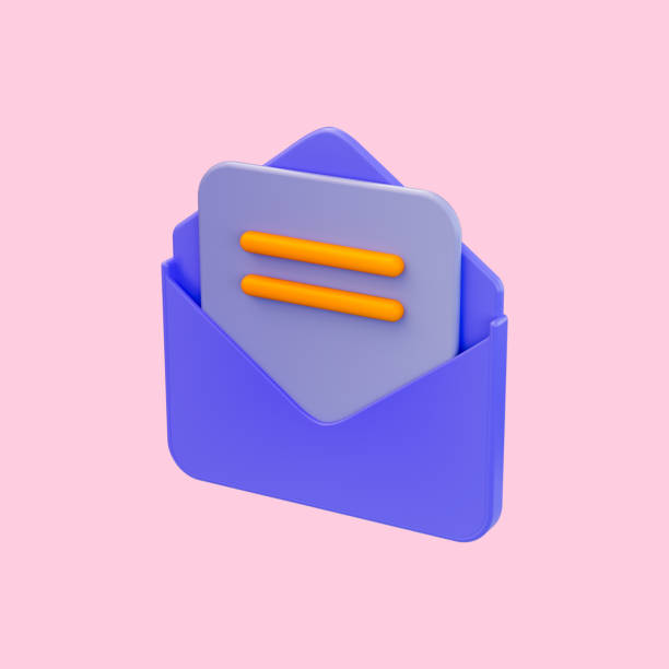 envelope document icon 3d render concept for open letter gmail email - gmail imagens e fotografias de stock