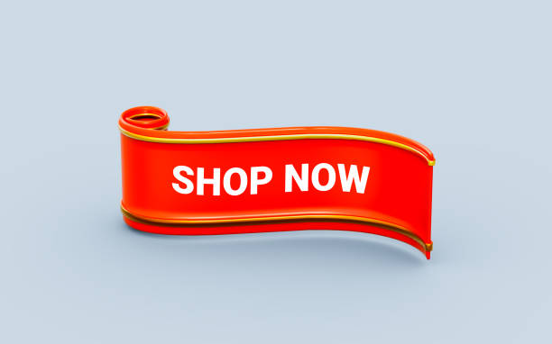 istock shop now ribbon banner template design 3d render concept for shopping 1424810360