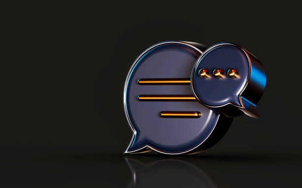 istock 3d render gold metallic message icon on dark background concept for 1424810384