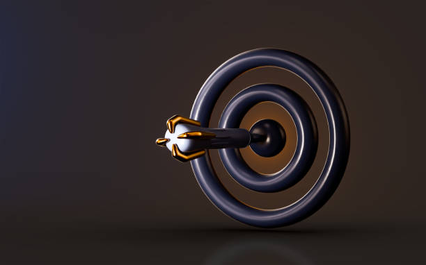istock arrow aim target icon with business goal on dark background 3d render 1424810419