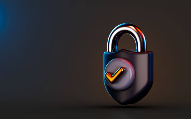 istock lock icon with check mark badge on dark background 3d render concept 1424810576