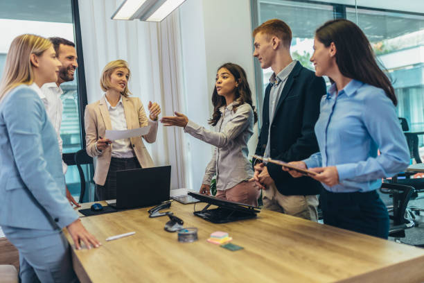 istock Business people having discussion during meeting 1424811173