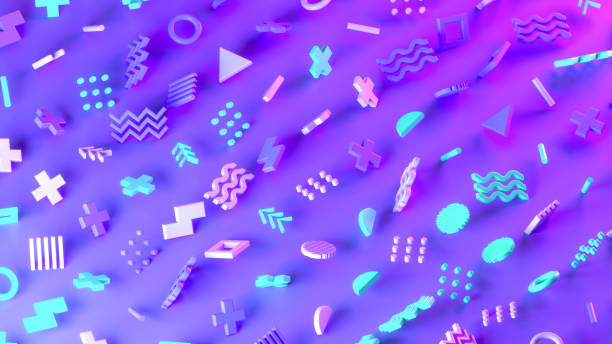 istock Abstract geometric shapes neon lighting background 1424811299
