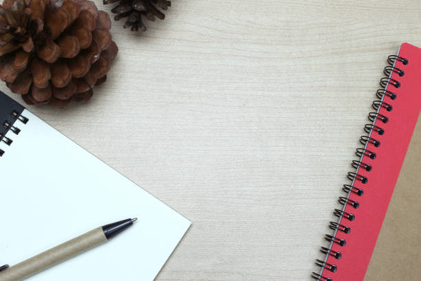 istock Creative flat lay of workspace office desk with copy space background 1424811555