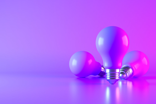 3d rendering of lightbulb. Minimal idea concept.