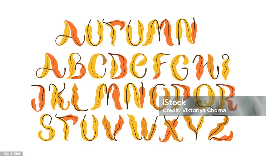 Fall Simple Alphabet Autumn Alphabet Vector Illustration Stock Illustration - Download Image ...