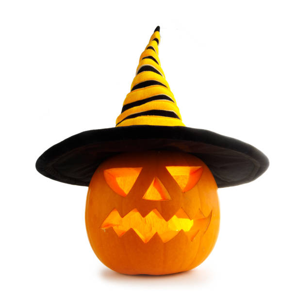 istock Halloween pumpkin in witches hat 1424832476