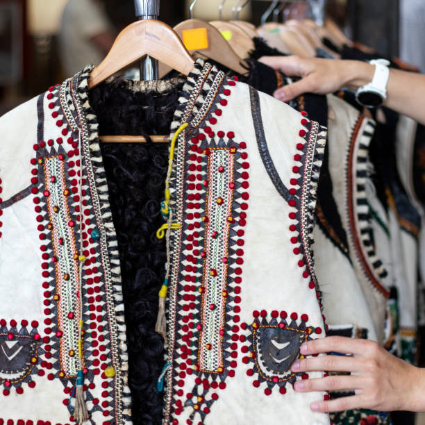 Embroidered clothes in traditional Ukrainian style.