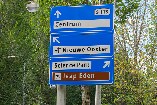 Direction Sign At The Middenweg Street At Amsterdam The Netherlands 15-9-2022