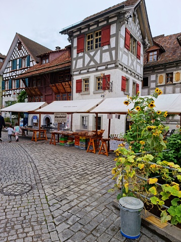 Meissen, Saxony / Germany - 10 September 2020: view of the town square in historic Meissen in Saxony