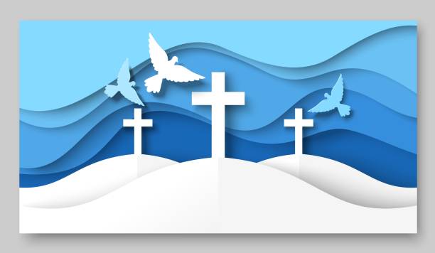 vektorkreuz christliches symbol und fliegende taube - freedom praying spirituality silhouette stock-grafiken, -clipart, -cartoons und -symbole