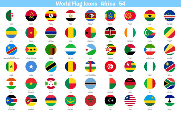 World Flag Icons, Set of 54 African Countries World Flag Icons, Set of 54 African Countries flag of djibouti stock illustrations