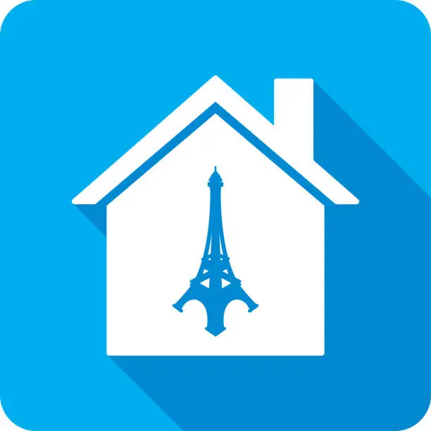 Vector illustration of House Eiffel Tower Icon Silhouette