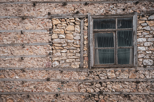 Beautiful old stone house windows with shutters in the ancient cities of Akseki,Ormana,İbradı