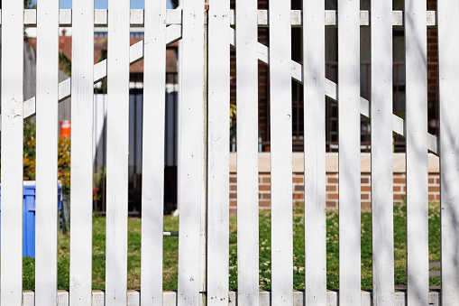 White Wooden fence detail.