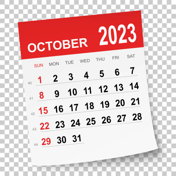 October 2023 Calendar October 2023 calendar isolated on a blank background. Need another version, another month, another year... Check my portfolio. Vector Illustration (EPS file, well layered and grouped). Easy to edit, manipulate, resize or colorize. Vector and Jpeg file of different sizes. october stock illustrations