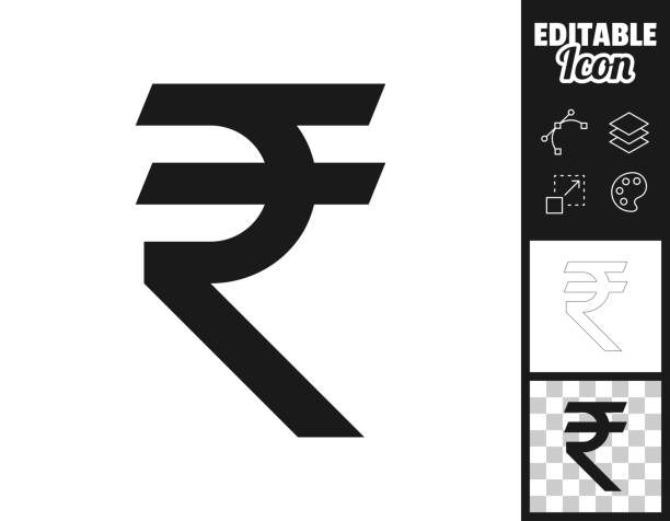 ilustrações de stock, clip art, desenhos animados e ícones de indian rupee sign. icon for design. easily editable - symbol sign vector letter r