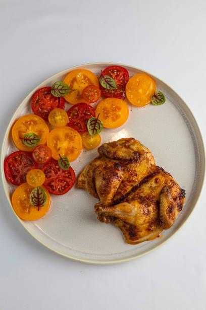 white background chicken meat, Roast Chicken Isolated, Partially sliced grilled chicken breast