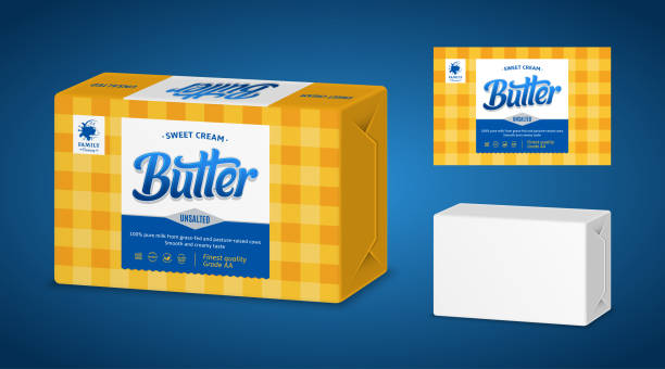 ilustraciones, imágenes clip art, dibujos animados e iconos de stock de diseño del paquete de mantequilla - butter