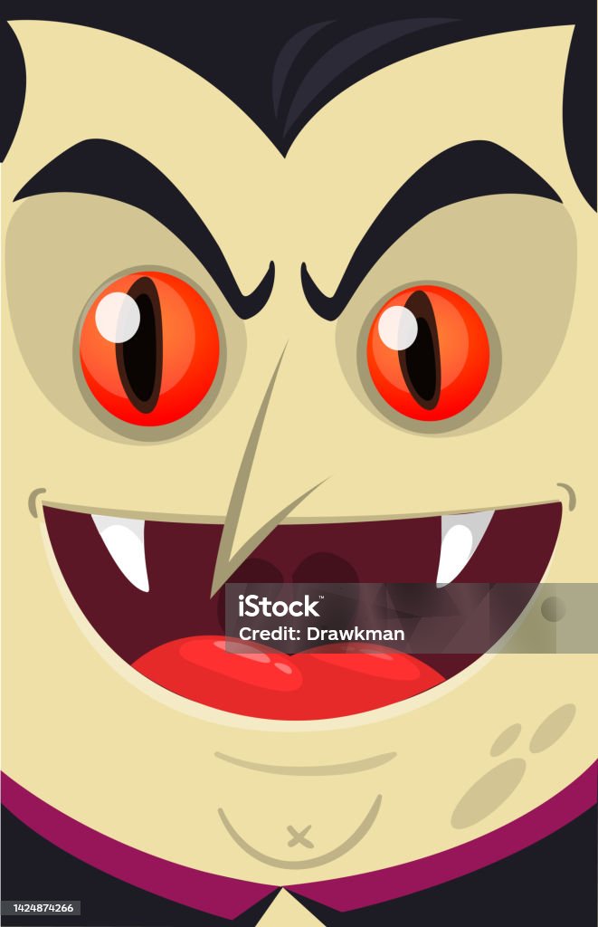 Happy Halloween Count Dracula Face Avatar Cute Cartoon Vampire Character  With Big Open Mouth Tongue Fangs Stock Illustration - Download Image Now -  iStock