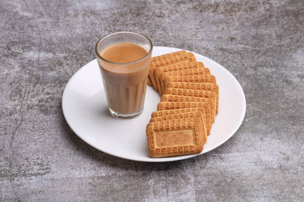 istock Cutting Chai, Traditional Desi Roadside tea of india with biscuits. 1424875554