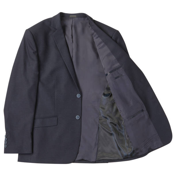 istock Men's brown fabric jacket, classic suit, on a white background, flat lay 1424880333